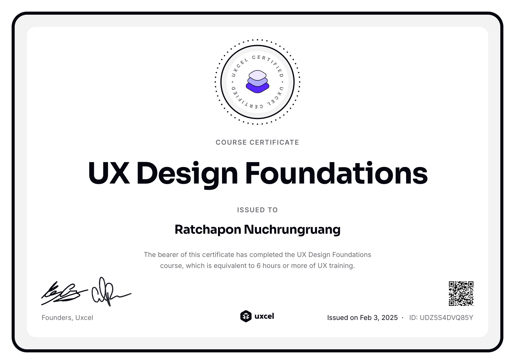 Ratchapon Nuchrungruang's certificate